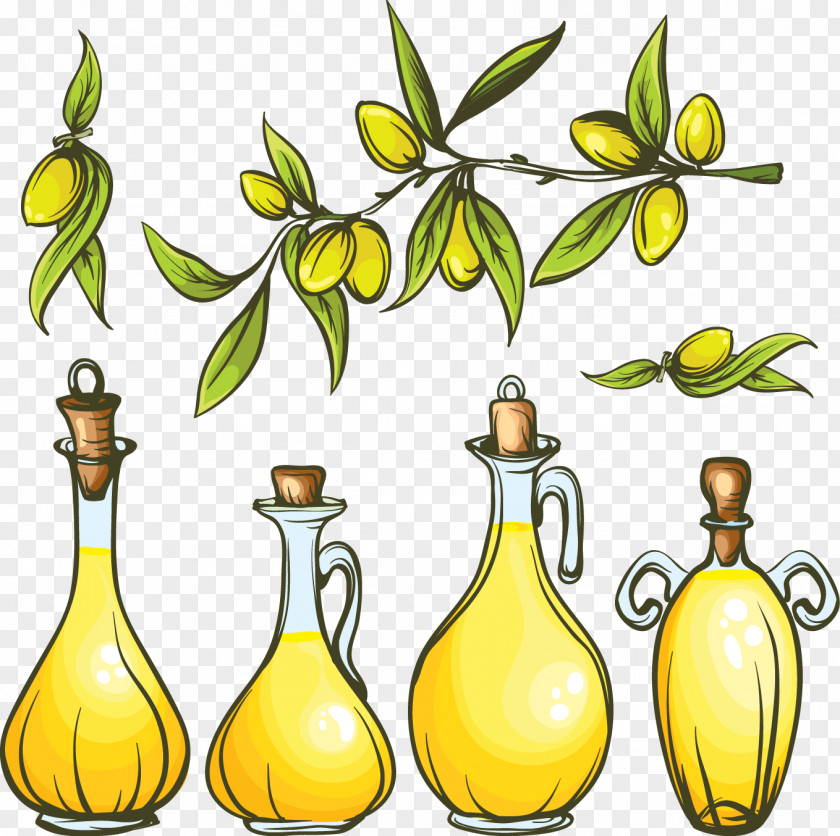 Cartoon Painted Fresh Olive Oil Food PNG