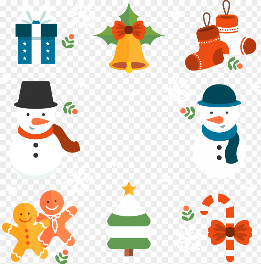 Vector Snowman Christmas Bells PNG