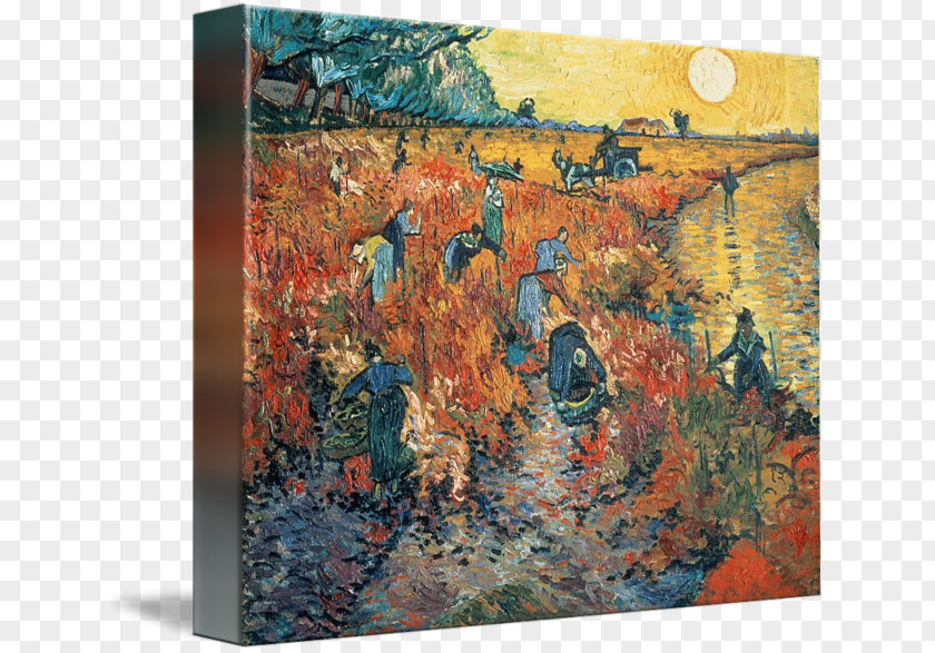 Posters PaintingVincent Van Gogh The Red Vineyard Irises Langlois Bridge At Arles PNG