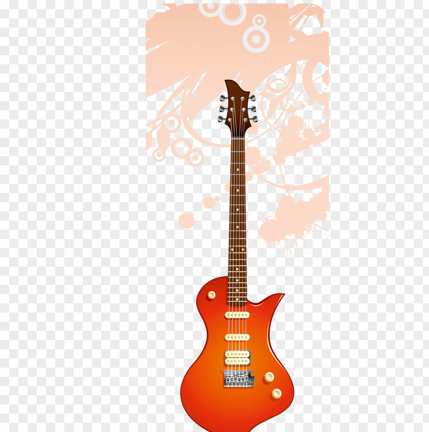 Orange Electric Guitar Vector Bass PNG