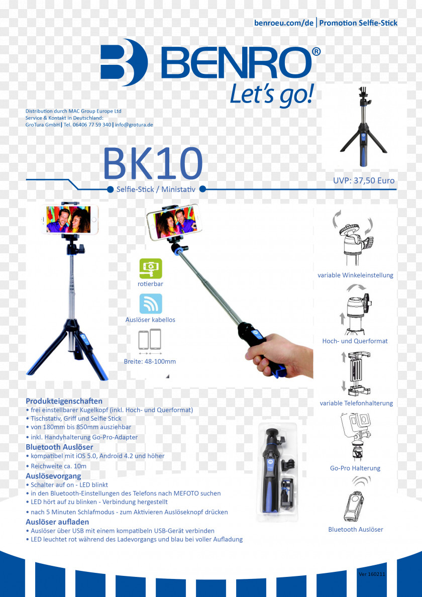 Selfish Stick Selfie Benro Tripod Camera PNG