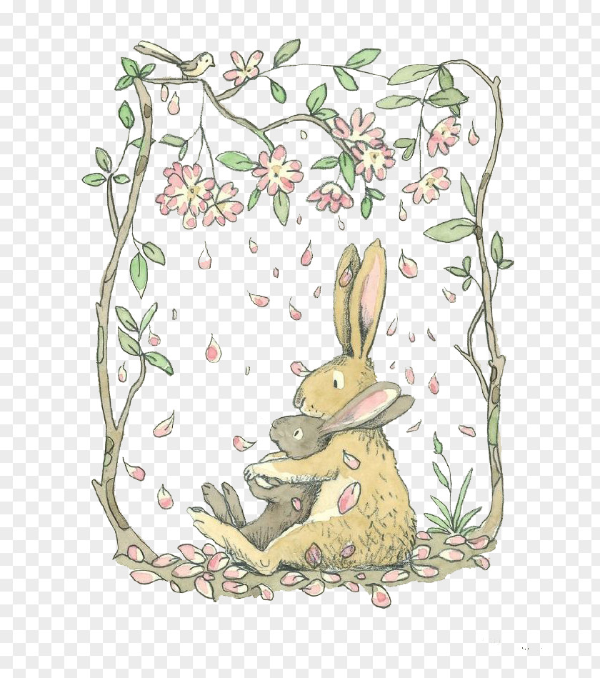 Snuggle Bunny Cartoon Couple Illustrator Drawing Book Illustration PNG