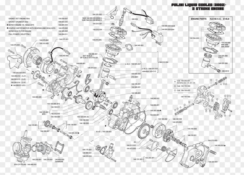 Motorcycle Technical Drawing Engine Polini PNG