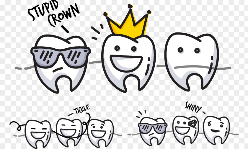 Stereoscopic Cartoon Of Teeth Face Human Tooth Decay Dental Braces PNG