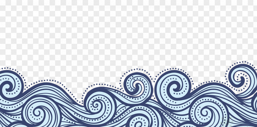China Wind Blue Wavy Lines Texture Border PNG
