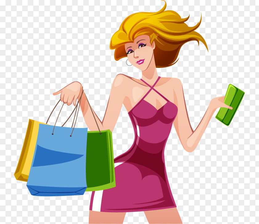 Shopping Vector Woman Bags & Trolleys PNG