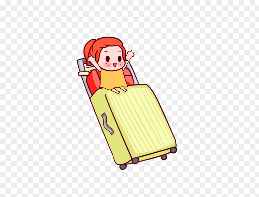 Yellow Simple Luggage Decorative Pattern Cartoon Suitcase Q-version Illustration PNG