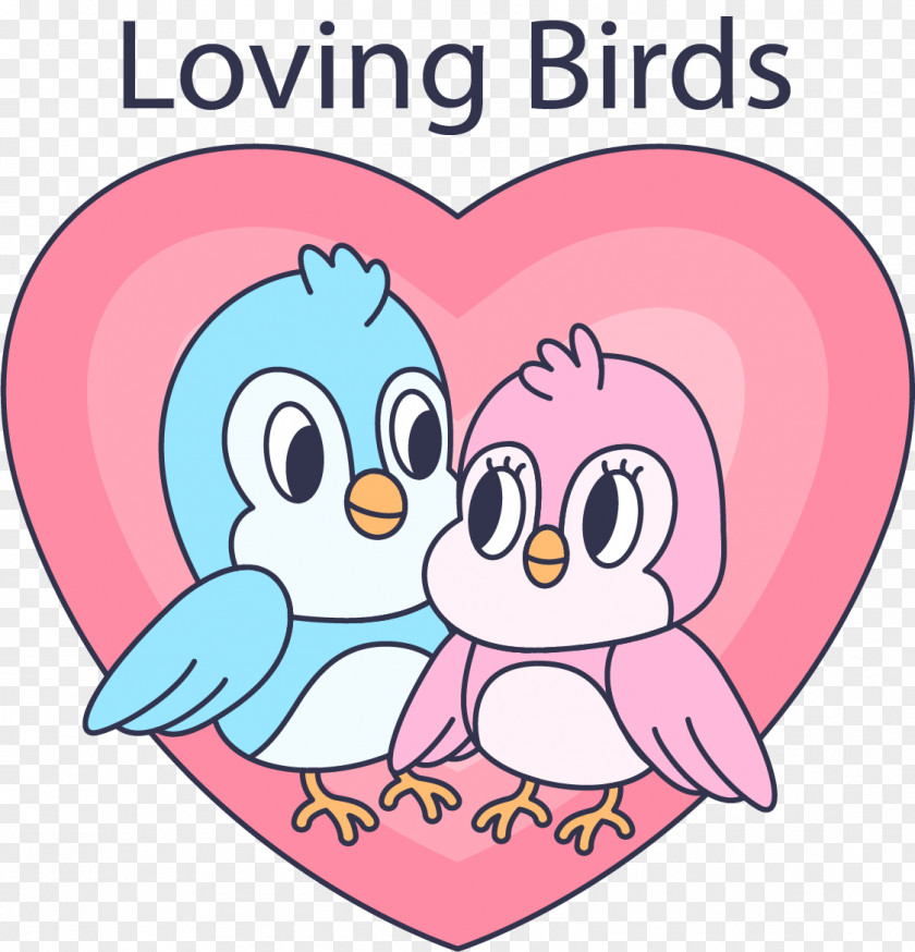 Pink Romantic Love Birds Cuteness Wallpaper PNG
