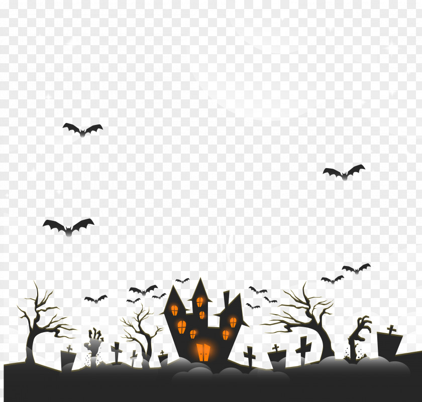 Vector Halloween Horror Ghost Castle PNG