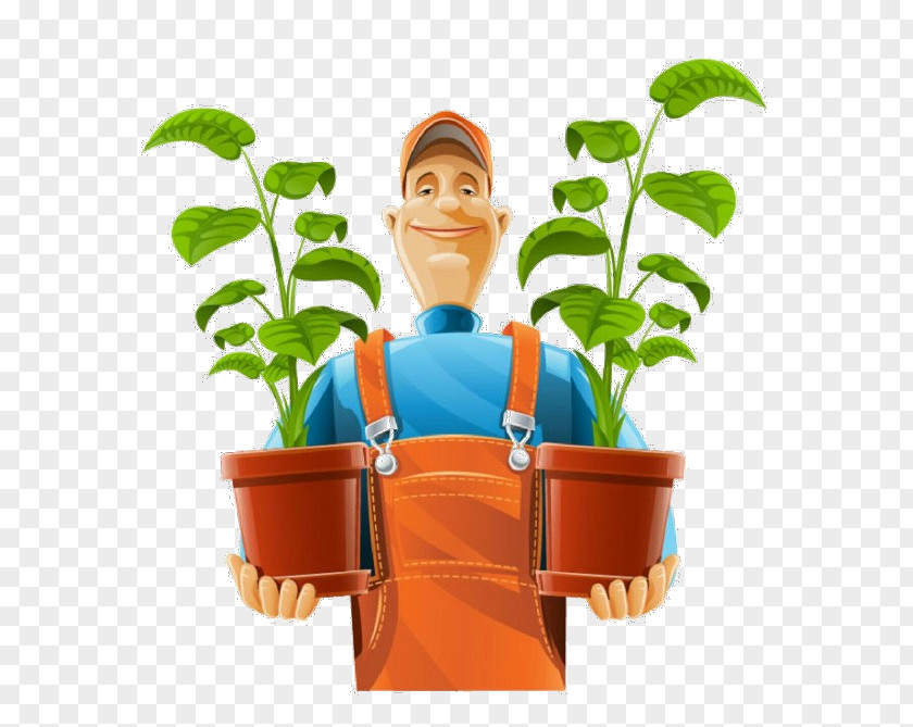Flower Fictional Character Flowerpot Cartoon Gardener Plant Houseplant PNG