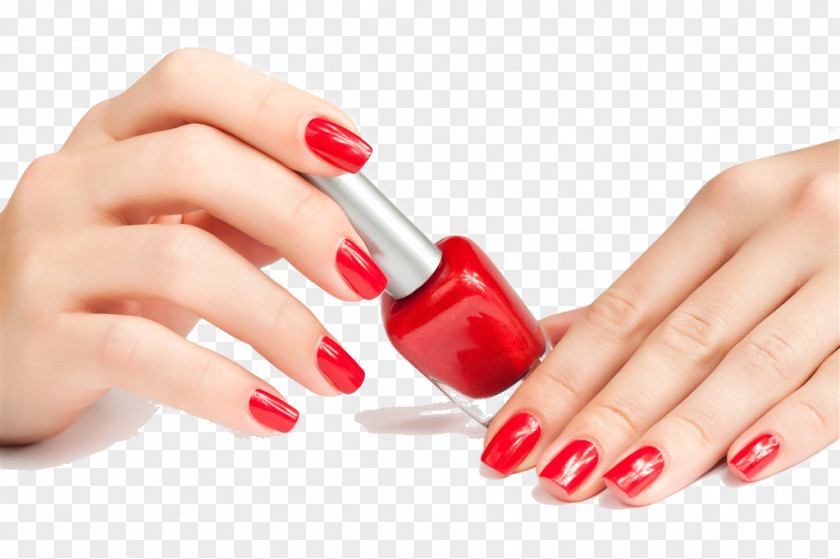 Hand Painted Red Nail Polish Salon Beauty Parlour Manicure PNG