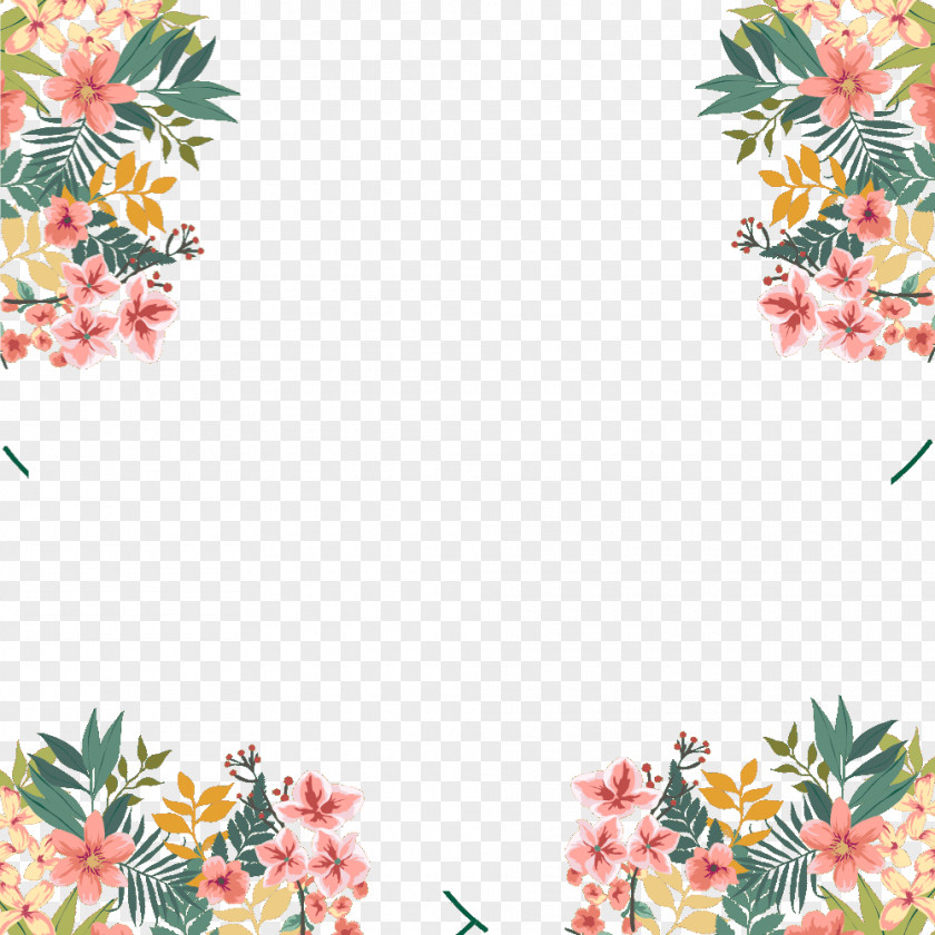 Watercolor Floral Border Decoration WaterColor, Florida Flower Painting PNG