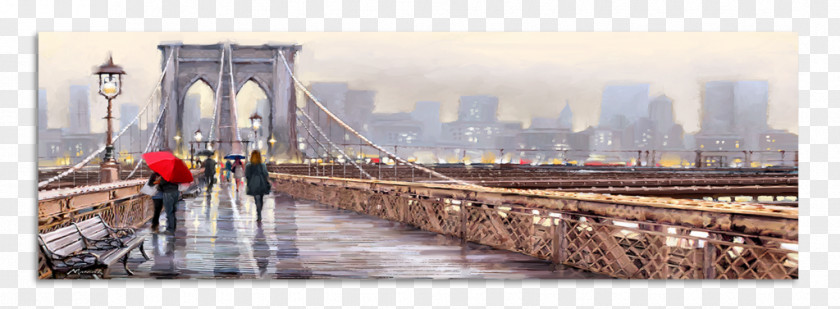 New York Watercolor Painting Canvas Print Reprodukce PNG