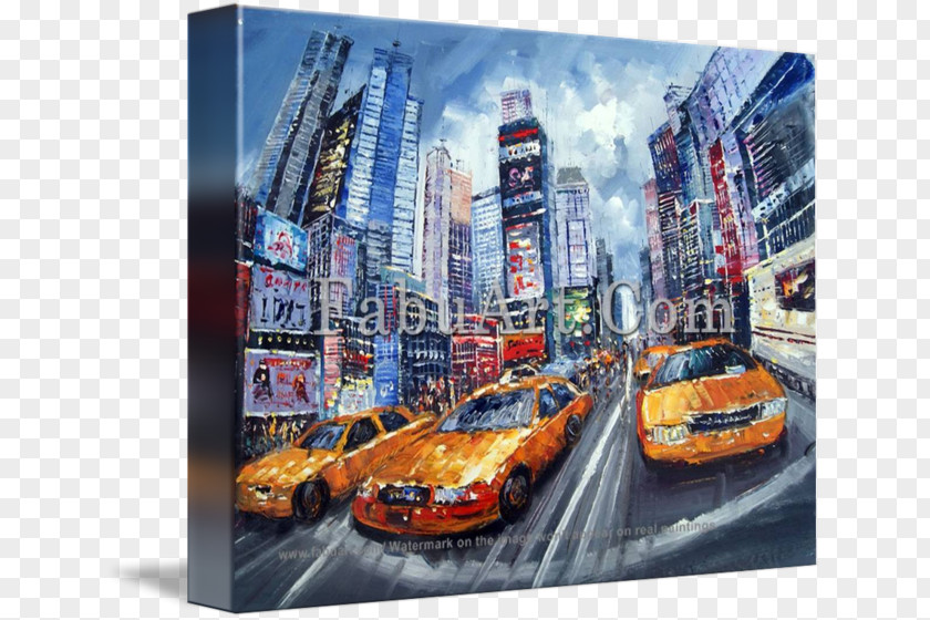 Taxi Advertising Oil Painting Art Collage PNG