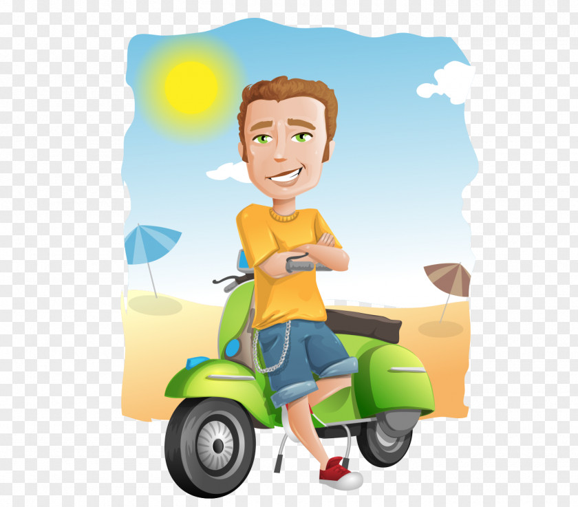 Vector Man Sitting On A Motorcycle Scooter Joke Hindi PNG