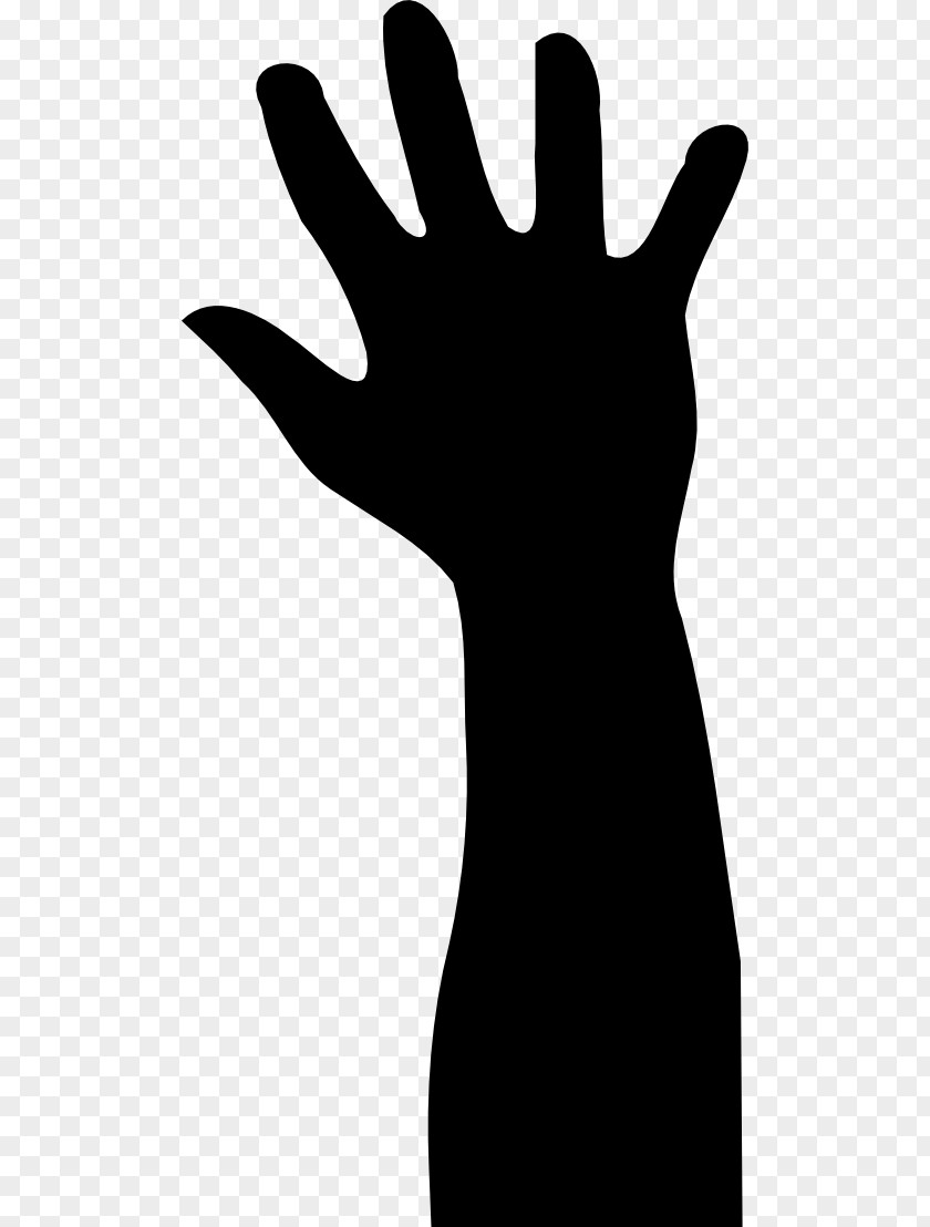 Raised Hand Cliparts Black And White Thumb Silhouette Antler Pattern PNG