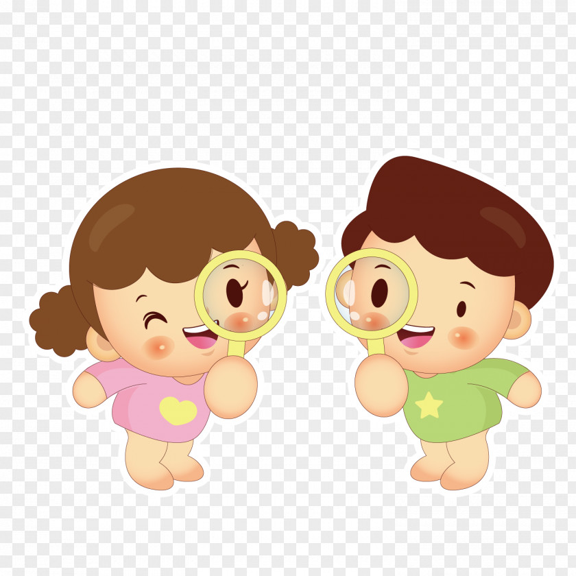 The Child Holding Magnifying Glass Euclidean Vector PNG