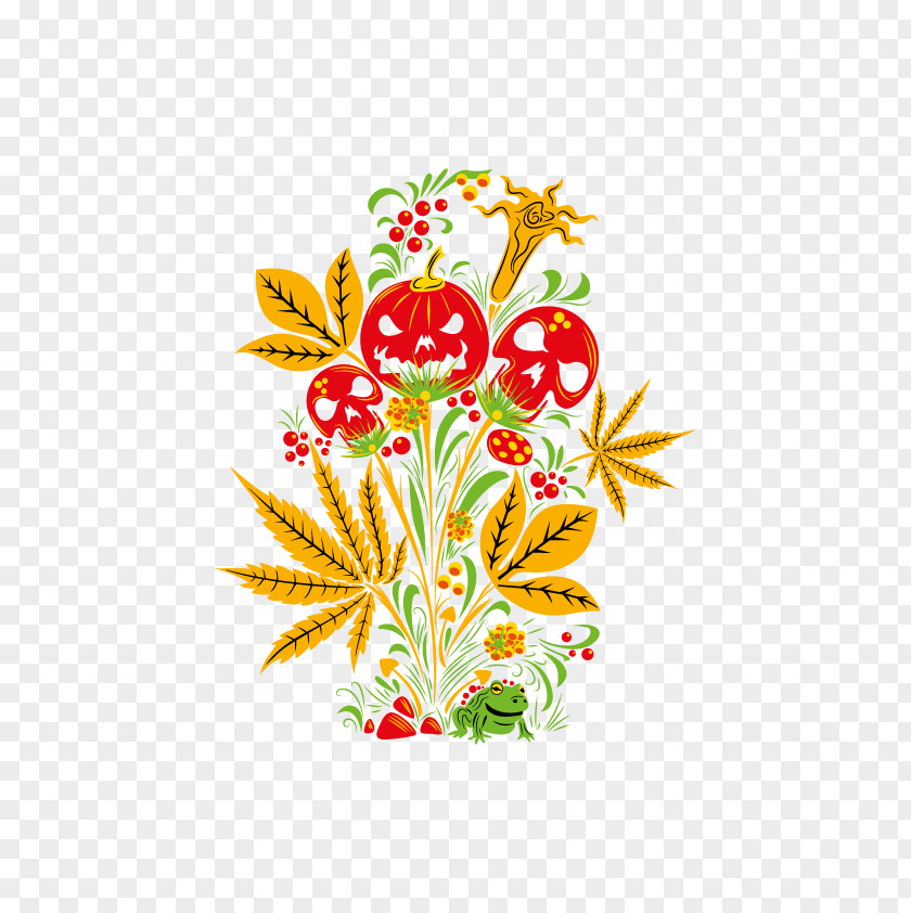 Vector Halloween Elements Floral Design Party Flower PNG