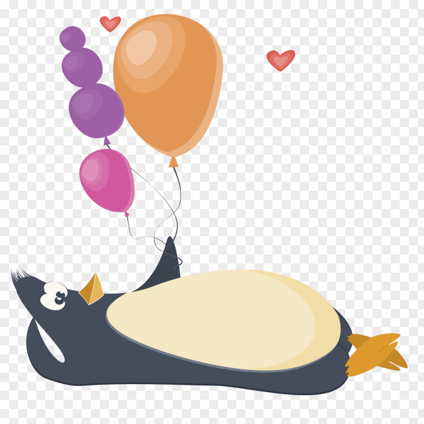 A Penguin Holding Balloon Birthday Cuteness Greeting Card PNG