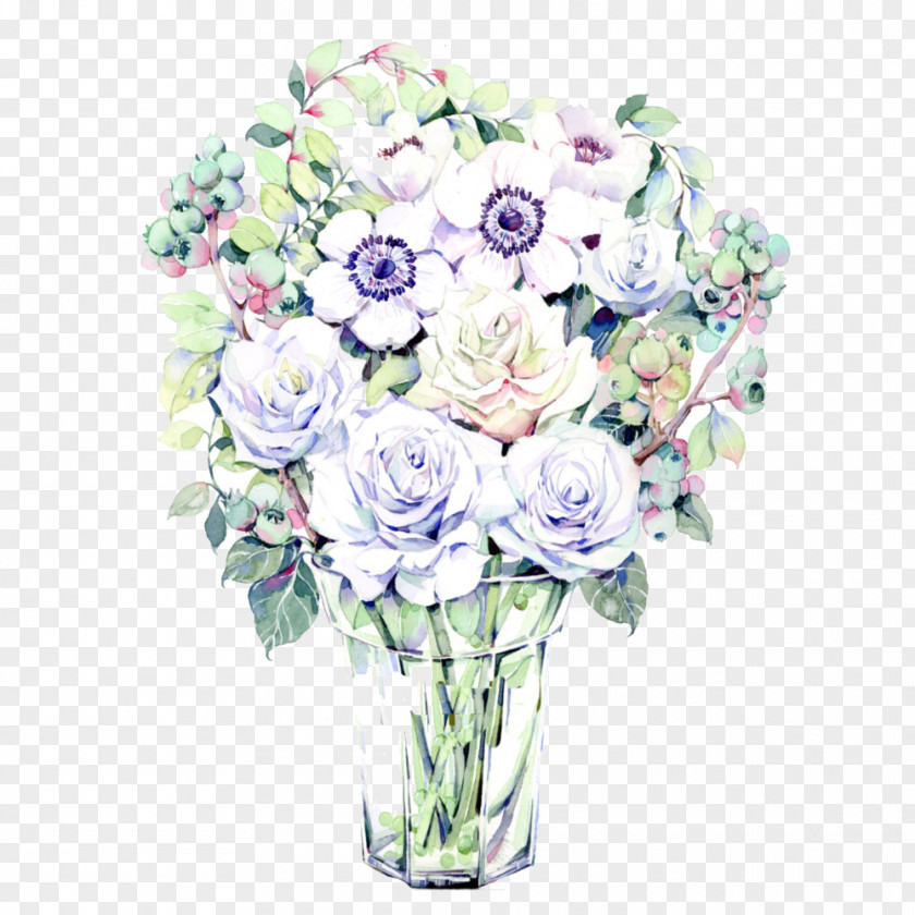 Bouquet Of Flowers Floral Design Garden Roses Watercolor Painting Art PNG