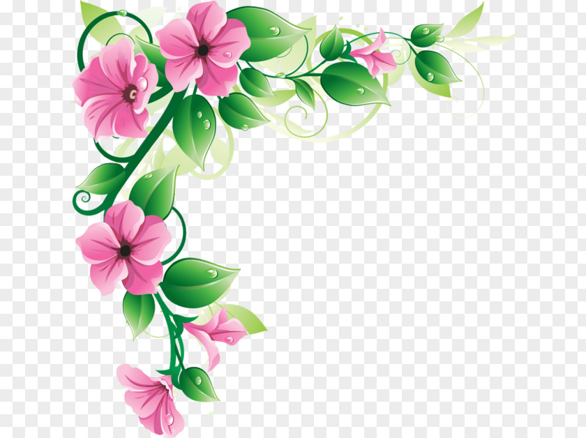 Flower Border Flowers Pink Clip Art PNG