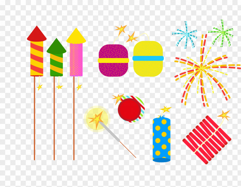 Vector Chinese New Year In A Good Mood Fireworks Clip Art PNG