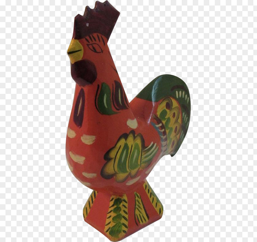 Hand-painted Chicken Rooster Folk Art Wood Carving Painting PNG