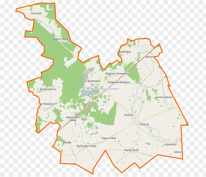 Local Map Srebrna, Podlaskie Voivodeship Paproć Duża Krajewo-Budziły Mała Żabikowo Prywatne PNG