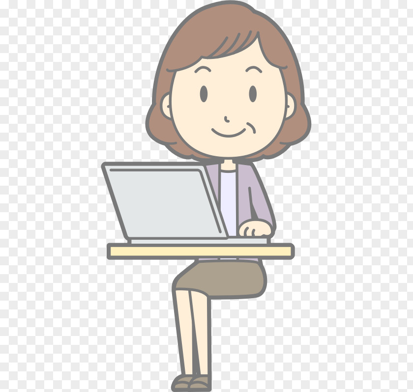 Woman Computer Laptop Cartoon Clip Art PNG