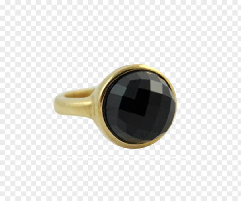 Mvintage Alloy Ring Onyx Glass Yellow PNG