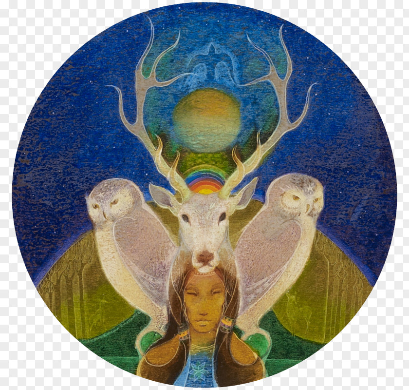 Owl Moon Painting Art Shamanism Magic Spirituality PNG