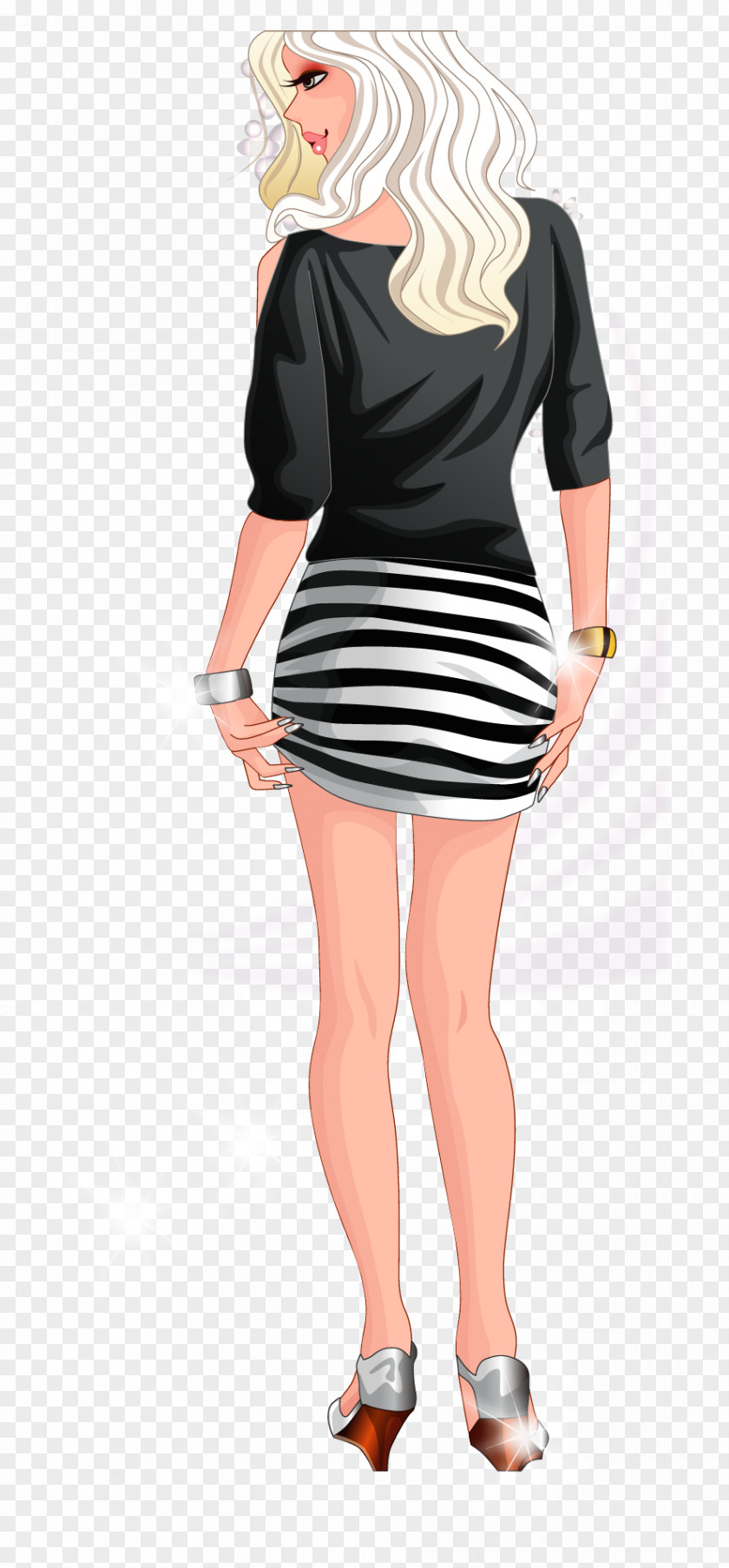 Hand Drawn Vector Woman Black And White Drawing PNG