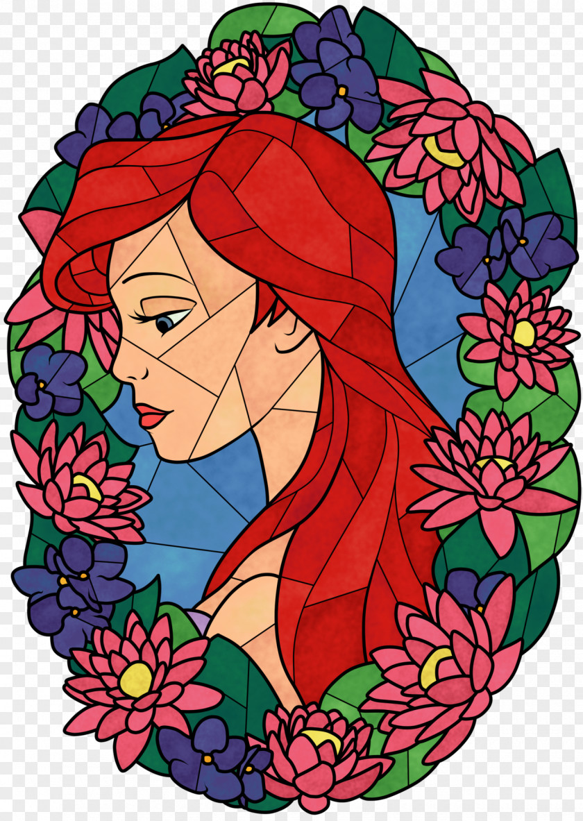 Stained Glass Shards Floral Design Window PNG