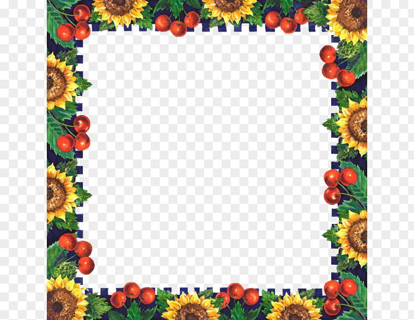 Apple Sunflower Border Picture Frame Clip Art PNG