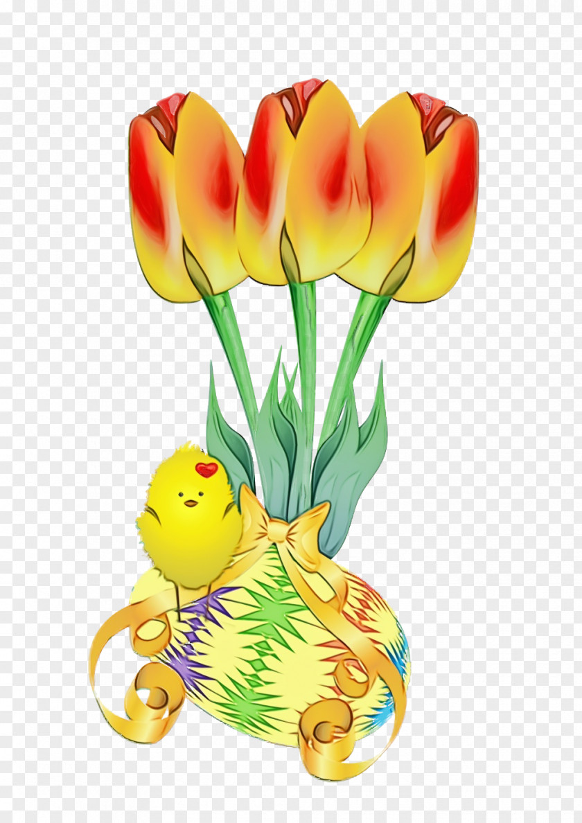 Tulip Cut Flowers Petal Yellow Flowerpot PNG