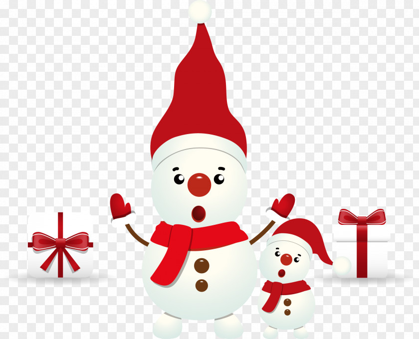 Vector Painted Snowman Christmas Illustration PNG