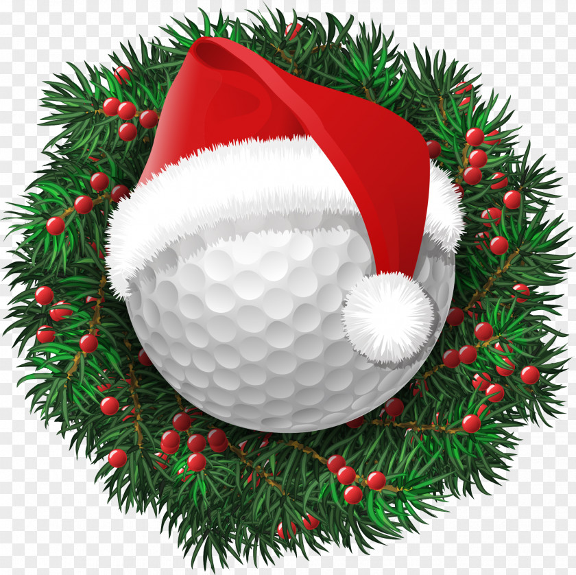 Christmas Pine And Golf Hat Santa Claus Course Ball PNG