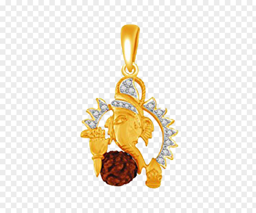 Ganesha Locket Rudraksha Charms & Pendants Gold PNG