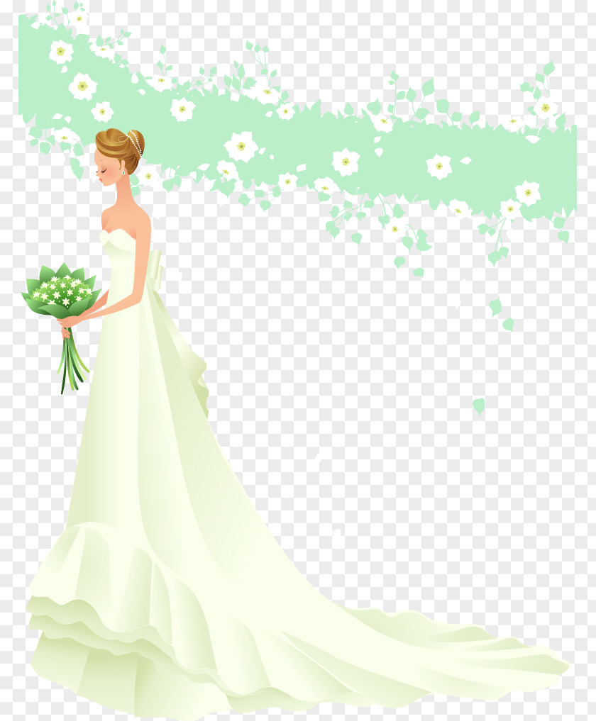 Sideways Wedding Bride Vector Material Dress PNG