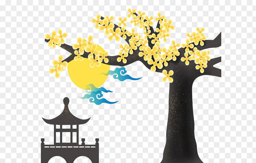 Sunflower Under The Sweet-scented Osmanthus Tree Sweet Cartoon Animation PNG