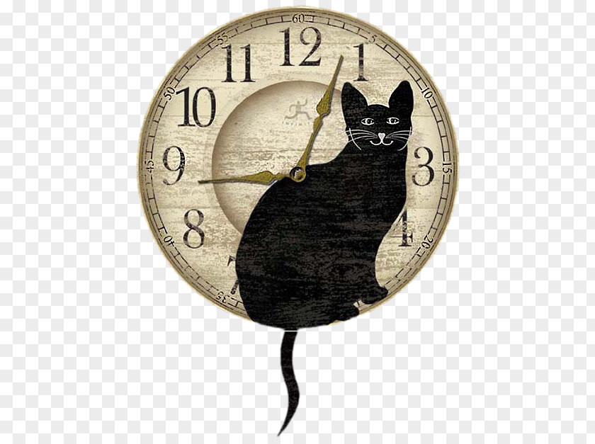 Cat Pendulum Clock Kitten Wall Decal PNG