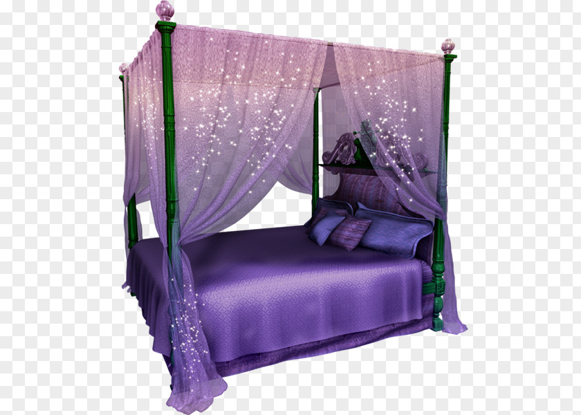 Purple Queen Canopy Bed Bedroom Furniture PNG