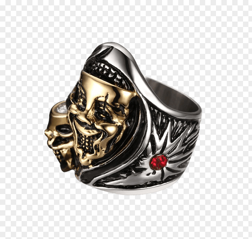 Skull Rings SAE 316L Stainless Steel Ring PNG