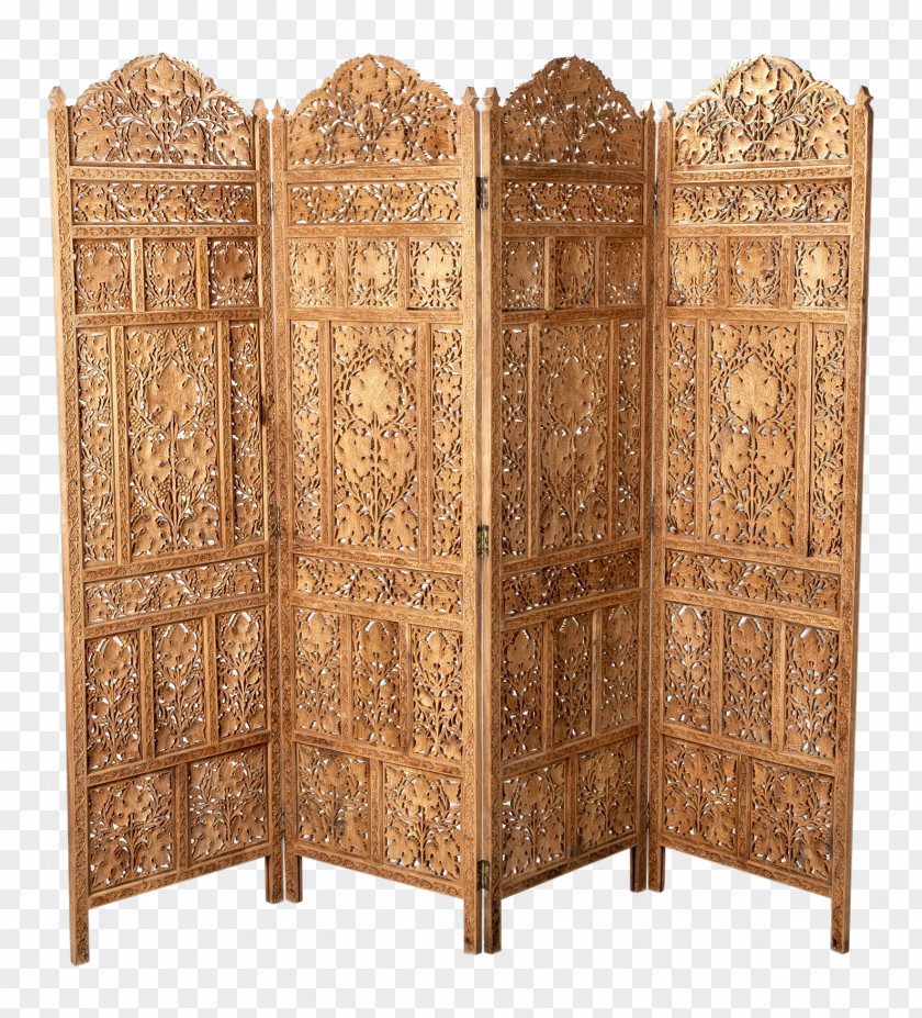 Woodcarving India Room Dividers Wood Carving Folding Screen PNG