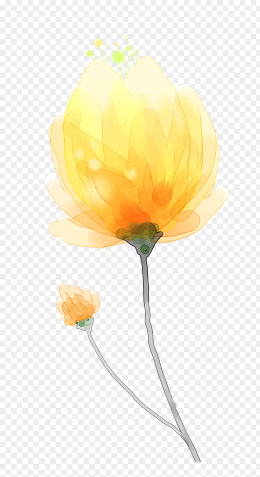 Yellow Hand-painted Watercolor Flower Decoration Pattern Painting Computer Software PNG