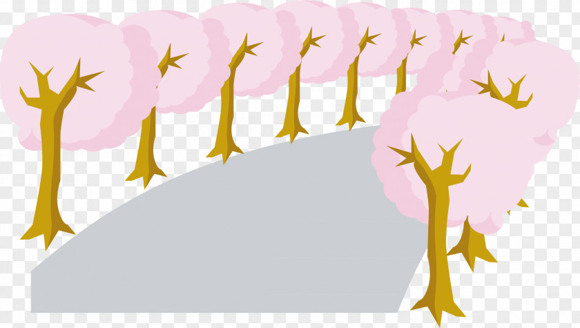 Japanese Cherry Blossoms Cartoon Family Illustration PNG