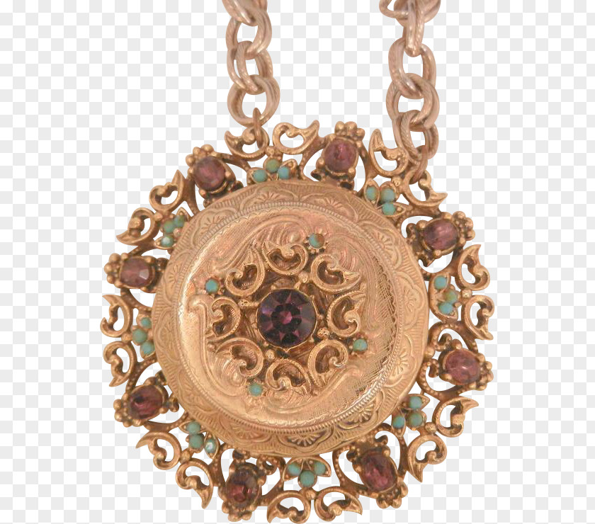 Necklace Locket Gemstone Purple Turquoise PNG