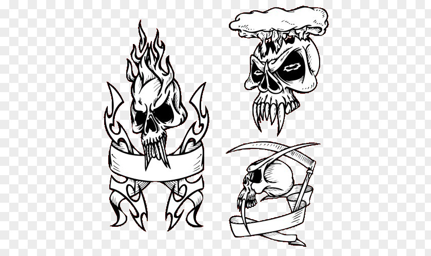 White Skull Horror Elements Visual Arts Sketch PNG