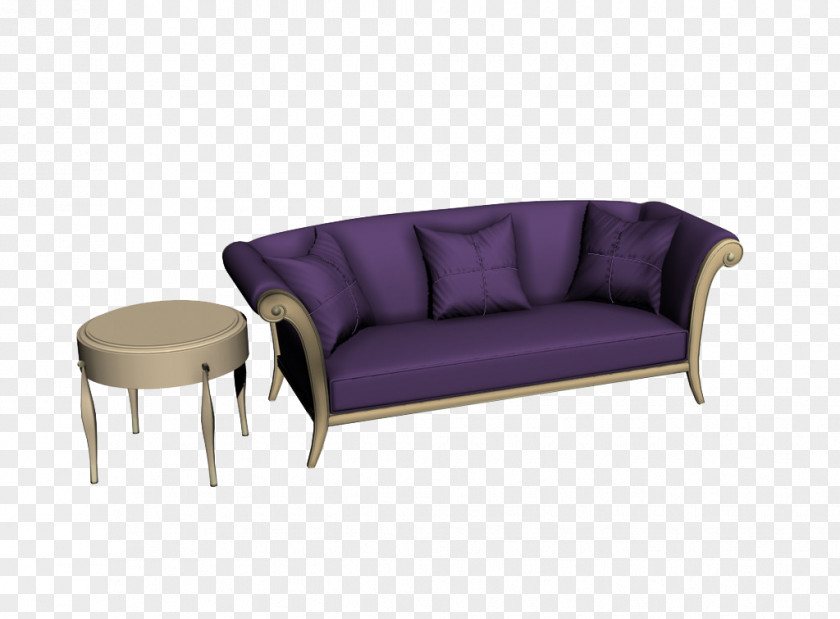 Continental Simple Purple Sofa Bed Couch Loveseat PNG