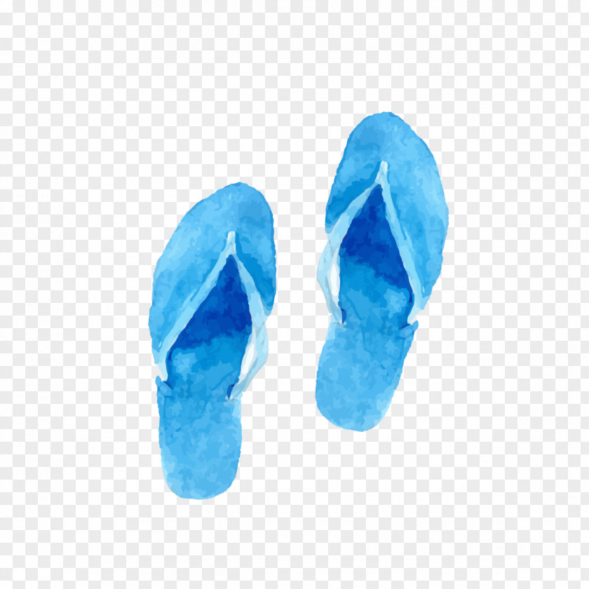 Hand-painted Blue Sandals Flip-flops Slipper Watercolor Painting Sandal PNG